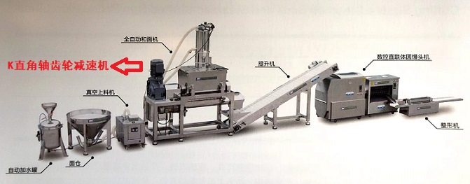 全自動仿手工圓饅頭生產(chǎn)線上使用邁傳K直角軸齒輪減速機.jpg